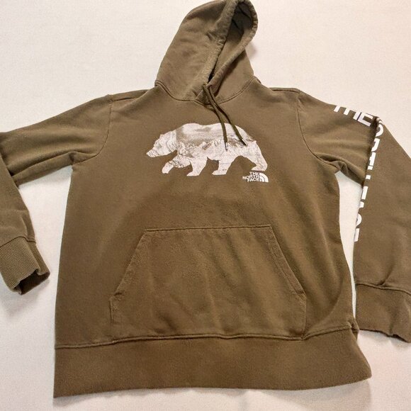 ~~The North Face Hoodie Men’s M Green Bear Graphic Pullover Outdoor Sweatshirt - Picture 1 of 5